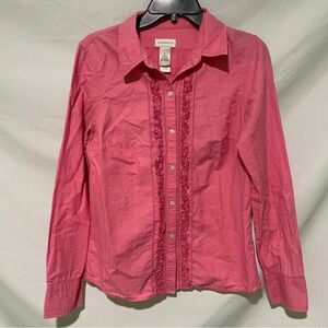 Liz Claiborne Women’s Pink Long Sleeve Button Down Blouse Size Medium